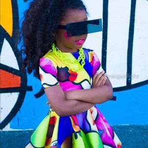 Toddler Neon. Rainbow Dress. 4T